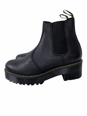 Dr Martens Rometty Chelsea Boots Black Leather Platform Heel Lug Sole Womens 11